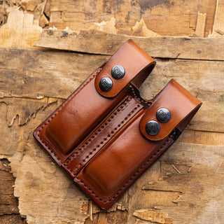 Leather Snap Double Magazine Pouch